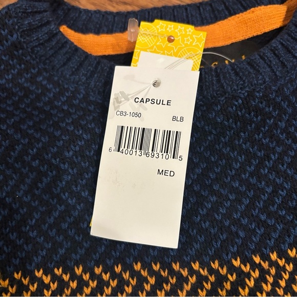 Capsule Chest Stripe Crew Neck Pullover Sweater Navy Multicolor Size M NWT - Picture 6 of 8